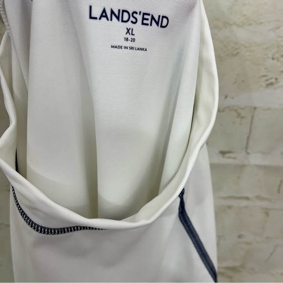 Lands End White Rash Guard Short Sleeve Swim Shirt - Picture 6 of 8